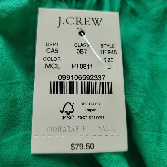 J. Crew NWT Green Floral Paisley Cotton Smocked Tiered Mini Skirt Size Large - Picture 8 of 13